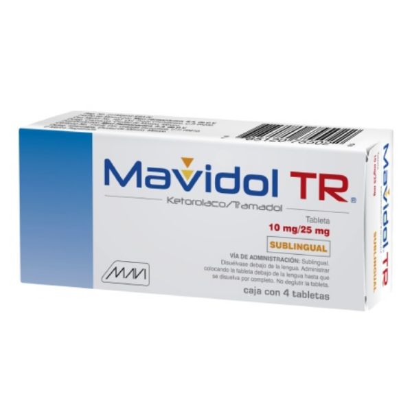 MAVIDOL TR SUBLINGUAL 4 TAB 25_10 MG (KETOROLACO 10.00 MG TRAMADOL 25.00 MG)